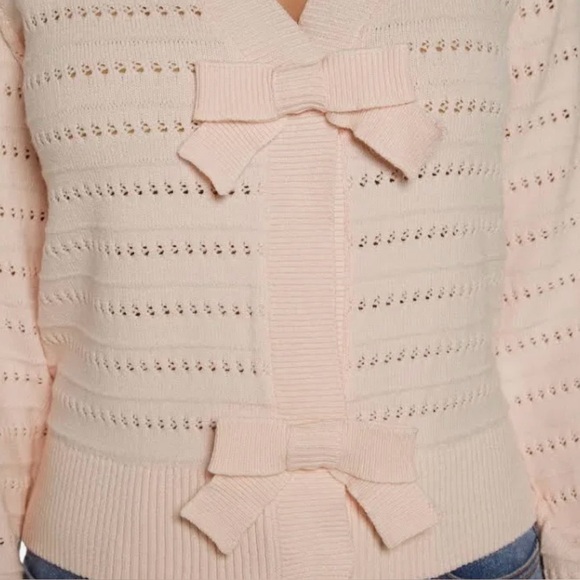 NWT Women’s Express $98 Pink Bow Cardigan, Medium - Picture 2 of 5